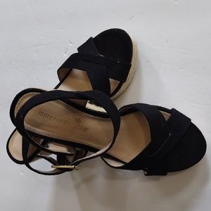 Montego Bay Club Black Wedge Sandals|  Size 7